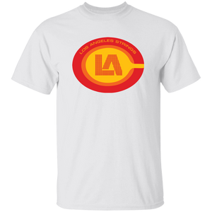 Vintage-style Los Angeles Strings WTT T-shirt with retro 1970s team logo graphic in white