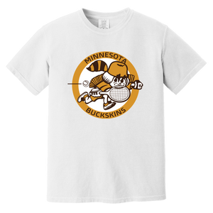 Vintage-style Minnesota Buckskins WTT T-shirt with retro 1970s team logo graphic in white