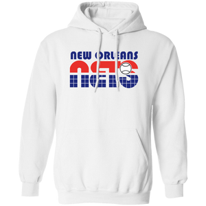 Retro New Orleans Sunbelt Nets pullover hoodie featuring vintage WTT tennis team logo in white