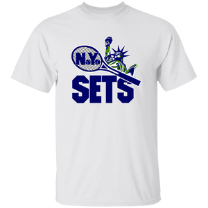 Vintage-style New York Sets WTT T-shirt with retro 1970s team logo graphic in white