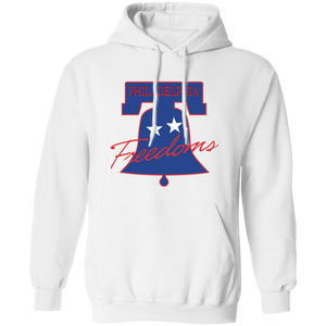 Retro Philadelphia Freedoms pullover hoodie featuring vintage WTT tennis team logo in white