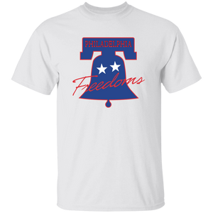 Vintage-style Philadelphia Freedoms WTT T-shirt with retro 1970s team logo graphic in white