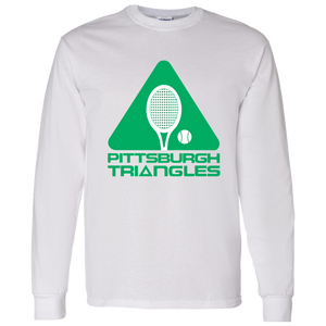 Retro Pittsburgh Triangles long sleeve shirt featuring vintage WTT tennis team logo in white