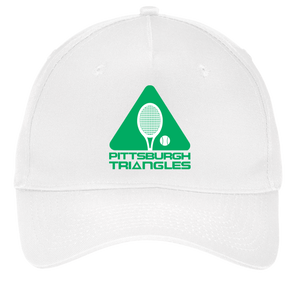 Vintage Pittsburgh Triangles World Team Tennis twill cap with seamless 5-panel front and retro logo in white