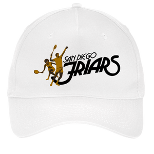 Vintage San Diego Friars World Team Tennis twill cap with seamless 5-panel front and retro logo in white