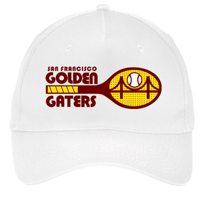 Vintage San Franciso Golden Gaters World Team Tennis twill cap with seamless 5-panel front and retro logo in white