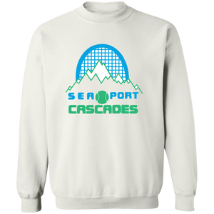 Retro Sea Port Cascades crewneck pullover sweatshirt featuring vintage WTT tennis team logo in white