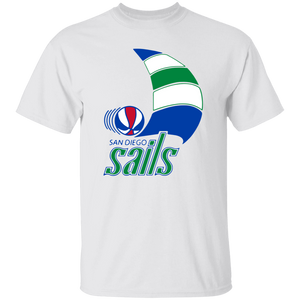 San Diego Sails ABA T-shirt American Basketball Association Team Tee color White San Diego Sails ABA T-shirt American Basketball Association Team Tee color White