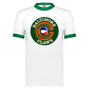 Baltimore Claws T-shirt Ringer ABA Basketball color White/Kelly Green Baltimore Claws T-shirt Ringer ABA Basketball color White/Kelly Green