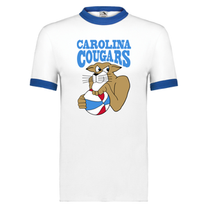 Carolina Cougars ABA T-shirt Ringer American Basketball Association Team Tee color White/Royal Blue Carolina Cougars ABA T-shirt Ringer American Basketball Association Team Tee color White/Royal Blue