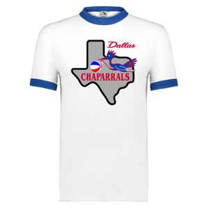 Dallas Chaparrals T-shirt Ringer ABA Basketball color White/Royal Blue Dallas Chaparrals T-shirt Ringer ABA Basketball color White/Royal Blue