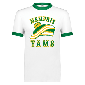 Memphis Tams T-shirt Ringer ABA Basketball color White/Kelly Green Memphis Tams T-shirt Ringer ABA Basketball color White/Kelly Green