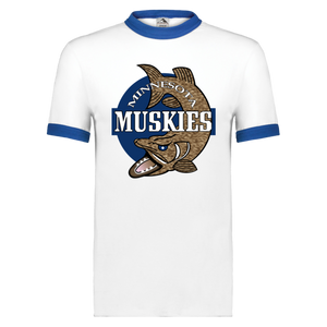 Minnesota Muskies T-shirt Ringer ABA Basketball color White/Royal Blue Minnesota Muskies T-shirt Ringer ABA Basketball color White/Royal Blue