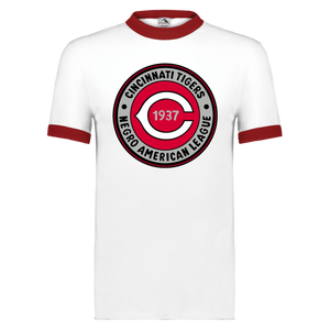 Cincinnati Tigers T-shirt Ringer Negro League Baseball White/Red Cincinnati Tigers T-shirt Ringer Negro League Baseball White/Red