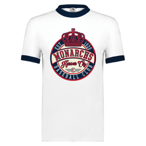 Kansas City Monarchs T-shirt Ringer Negro League Baseball color White/Navy Kansas City Monarchs T-shirt Ringer Negro League Baseball color White/Navy
