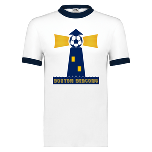Boston Beacons T-shirt Ringer NASL Soccer color White/Navy Boston Beacons T-shirt Ringer NASL Soccer color White/Navy