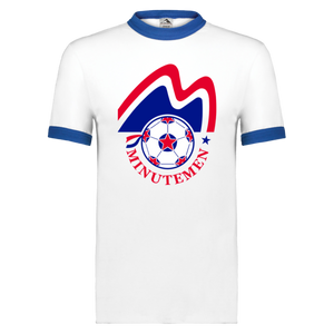 Boston Minutemen T-shirt Ringer NASL Soccer color White/Royal Blue Boston Minutemen T-shirt Ringer NASL Soccer color White/Royal Blue