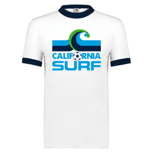 California Surf T-shirt Ringer NASL Soccer color White/Navy California Surf T-shirt Ringer NASL Soccer color White/Navy