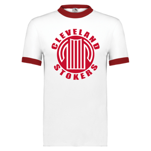 Cleveland Stokers T-shirt Ringer NASL Soccer color White/Red Cleveland Stokers T-shirt Ringer NASL Soccer color White/Red
