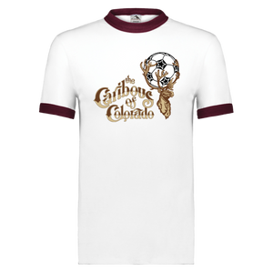 Colorado Caribous T-shirt Ringer NASL Soccer color White/Maroon Colorado Caribous T-shirt Ringer NASL Soccer color White/Maroon