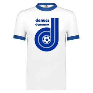 Denver Dynamos T-shirt Ringer NASL Soccer color White/Royal Blue Denver Dynamos T-shirt Ringer NASL Soccer color White/Royal Blue