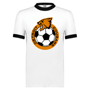 Detroit Cougars T-shirt Ringer NASL Soccer color White/Black Detroit Cougars T-shirt Ringer NASL Soccer color White/Black