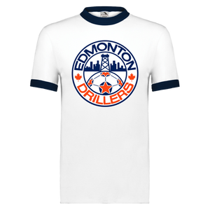 Edmonton Drillers T-shirt Ringer NASL Soccer color White/Black Edmonton Drillers T-shirt Ringer NASL Soccer color White/Black