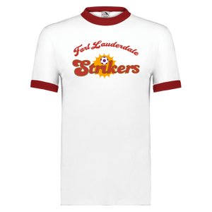 Fort Lauderdale Strikers T-shirt Ringer NASL Soccer color White/Red Fort Lauderdale Strikers T-shirt Ringer NASL Soccer color White/Red