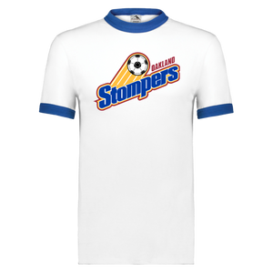 Oakland Stompers T-shirt Rarified Ringer NASL Soccer color White/Royal Blue Oakland Stompers T-shirt Rarified Ringer NASL Soccer color White/Royal Blue