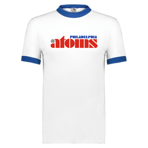 Philadelphia Atoms T-shirt Ringer NASL Soccer color White/Royal Blue Philadelphia Atoms T-shirt Ringer NASL Soccer color White/Royal Blue