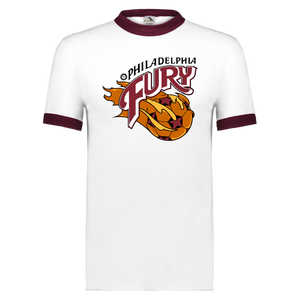 Philadelphia Fury T-shirt Ringer NASL Soccer color White/Maroon Philadelphia Fury T-shirt Ringer NASL Soccer color White/Maroon