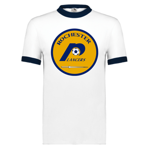 Rochester Lancers T-shirt Ringer NASL Soccer color White/Navy Blue Rochester Lancers T-shirt Ringer NASL Soccer color White/Navy Blue