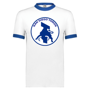 San Diego Toros T-shirt Ringer NASL Soccer color White/Royal Blue San Diego Toros T-shirt Ringer NASL Soccer color White/Royal Blue