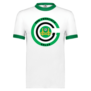 San Francisco Gales T-shirt Ringer NASL Soccer color White/Kelly Green San Francisco Gales T-shirt Ringer NASL Soccer color White/Kelly Green