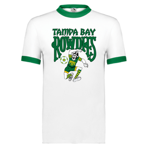 Tampa Bay Rowdies T-shirt Rarified Ringer NASL Soccer color White/Kelly Green Tampa Bay Rowdies T-shirt Rarified Ringer NASL Soccer color White/Kelly Green