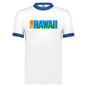 Team Hawaii T-shirt Ringer NASL Soccer color White/Royal Blue Team Hawaii T-shirt Ringer NASL Soccer color White/Royal Blue