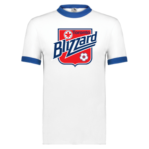 Toronto Blizzard T-shirt Rarified Ringer NASL Soccer color White/Royal Blue Toronto Blizzard T-shirt Rarified Ringer NASL Soccer color White/Royal Blue