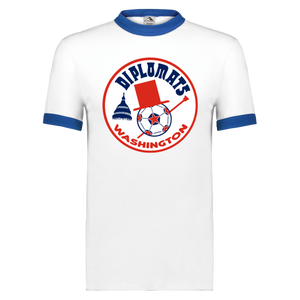 Washington Diplomats T-shirt Ringer NASL Soccer color White/Royal Blue Washington Diplomats T-shirt Ringer NASL Soccer color White/Royal Blue