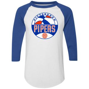 Pittsburgh Pipers Raglan Shirt ABA Basketball color White/Royal Blue Pittsburgh Pipers Raglan Shirt ABA Basketball color White/Royal Blue