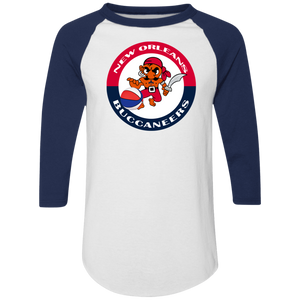 New Orleans Buccaneers Raglan Shirt ABA Basketball color White/Navy New Orleans Buccaneers Raglan Shirt ABA Basketball color White/Navy