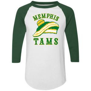 Memphis Tams Raglan Shirt ABA Basketball color White/Dark Green Memphis Tams Raglan Shirt ABA Basketball color White/Dark Green