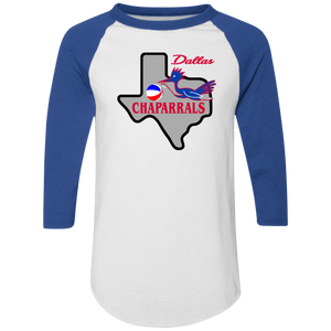 Dallas Chaparrals Raglan Shirt ABA Basketball color White/Royal Blue Dallas Chaparrals Raglan Shirt ABA Basketball color White/Royal Blue