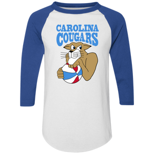 Carolina Cougars Raglan Shirt ABA Basketball color White/Royal Blue Carolina Cougars Raglan Shirt ABA Basketball color White/Royal Blue