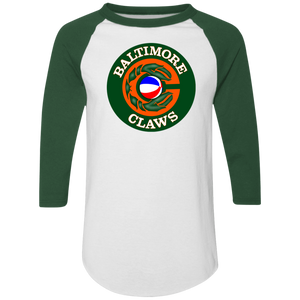 Baltimore Claws Raglan Shirt ABA Basketball color White/Dark Green Baltimore Claws Raglan Shirt ABA Basketball color White/Dark Green