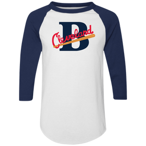 Cleveland Buckeyes Raglan Shirt Negro League Baseball color White/Navy Blue Cleveland Buckeyes Raglan Shirt Negro League Baseball color White/Navy Blue