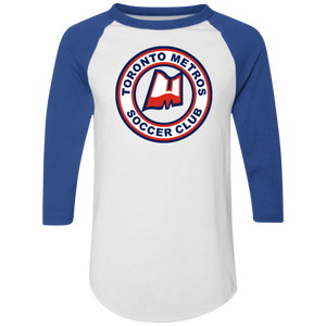 Toronto Metros Raglan Shirt NASL Soccer color White/Royal Blue Toronto Metros Raglan Shirt NASL Soccer color White/Royal Blue