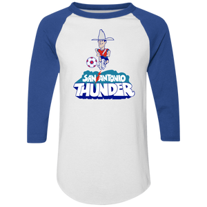 San Antonio Thunder Raglan Shirt Franchise NASL Soccer color White/Royal Blue San Antonio Thunder Raglan Shirt Franchise NASL Soccer color White/Royal Blue