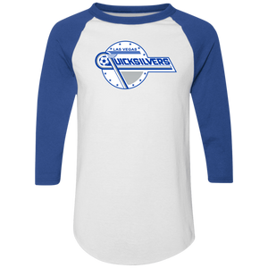 Las Vegas Quicksilvers Raglan Shirt Franchise NASL Soccer color White/Royal Blue