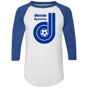 Denver Dynamos Raglan Shirt Franchise NASL Soccer color White/Royal Blue Denver Dynamos Raglan Shirt Franchise NASL Soccer color White/Royal Blue