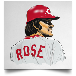 Pete Rose Cincinnati Reds MLB Baseball Satin Art Poster color White Background